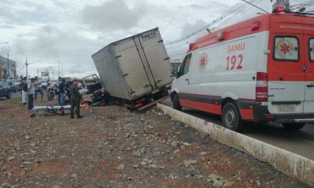 Motorista tem mal súbito e joga caminhão no canteiro da Av da Feb