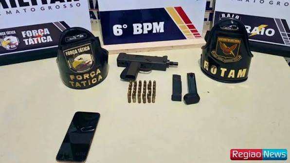 Polícia Militar apreende adolescentes com submetralhadora em Cáceres